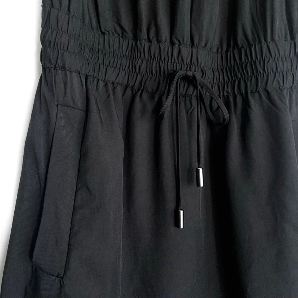 BANANA REPUBLIC Black Smocked Drawstring Dress "Lucia" w/ Pockets - Picture 4 of 9